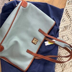 Dooney & Bourke dusty blue & camel shoulder bag